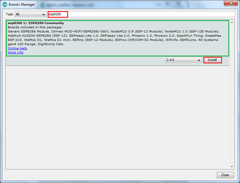 arduino ide board selection