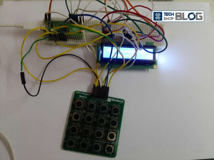 Raspberry Pi Pico, Breadboard, Display, এবং 4x4 keypad Matrix এর পুরো সেটআপ