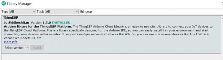 thingesp library install