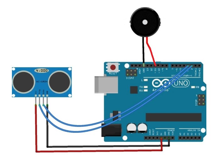 circuit diagram of blind stick