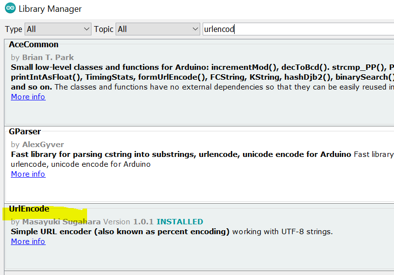 UrlEncode Arduino Library Installation 