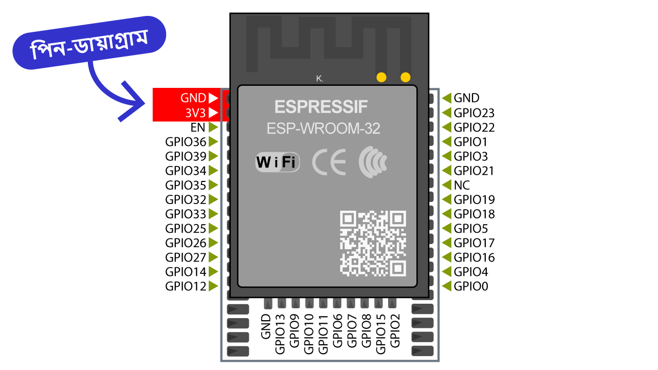 Powering_ESP32_With_External_Power_Micro_Controller_Pin_Diagram