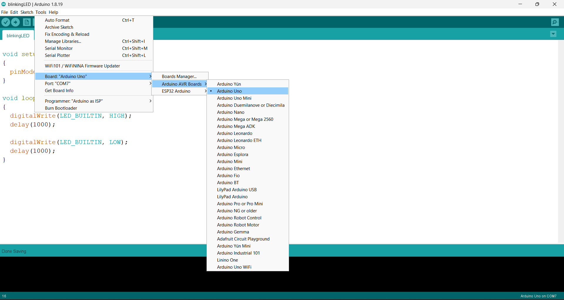 Board-Select-From-Arduino-IDE