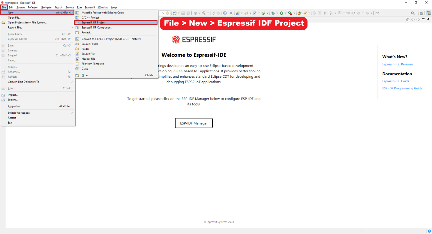 espressif-ide-create-new-project