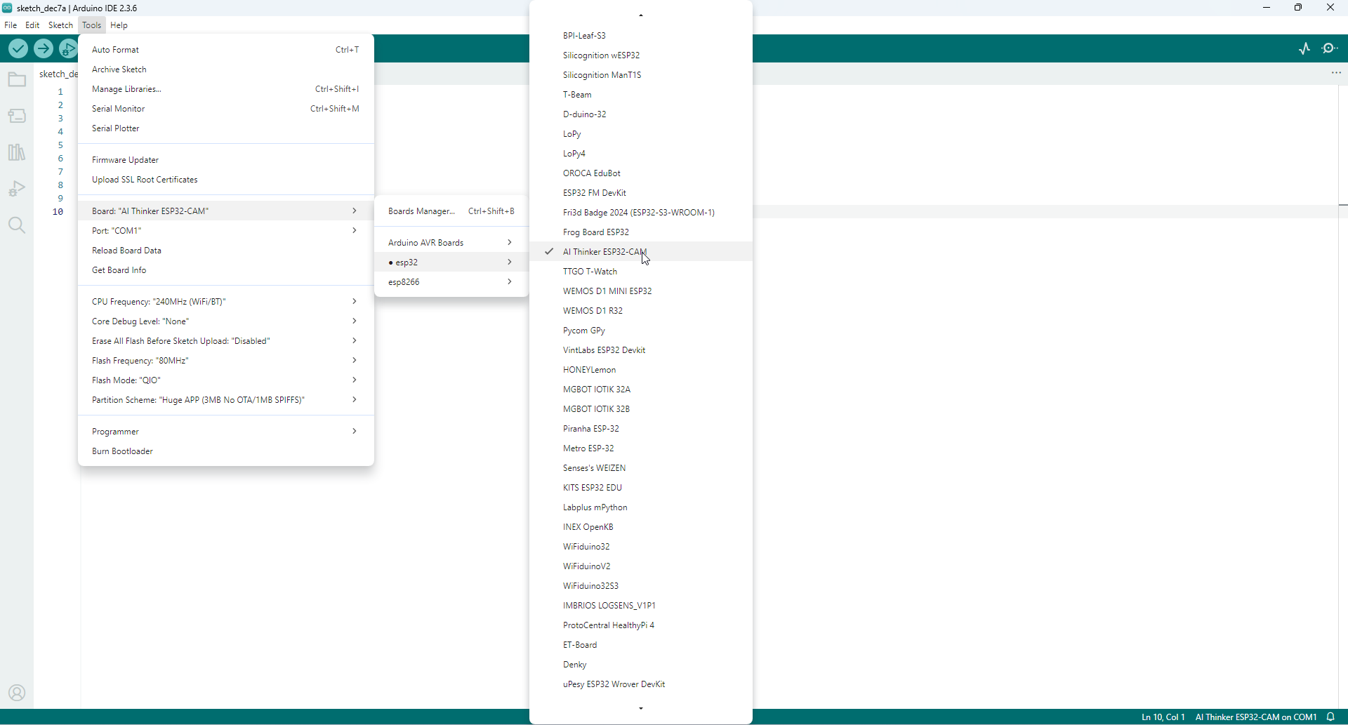 select-esp32-cam-board