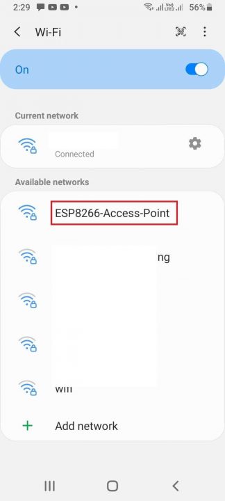 connecting mobile phone to esp8266