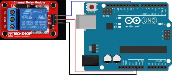 Connection between relay module and Arduino