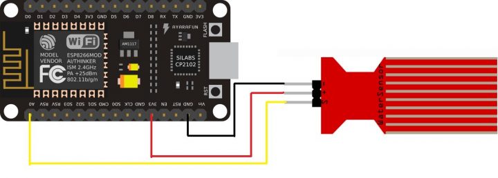 circuit connection with water sensor and esp8266