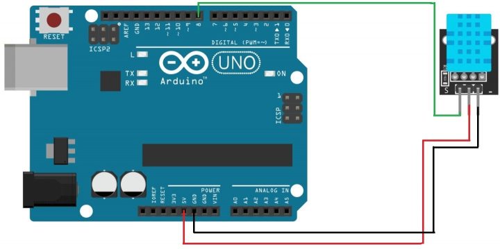 Connection between Arduino UNO and DHT11