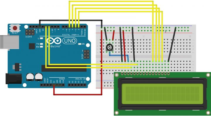 circuit connection for displaying bangla on LCD using arduino
