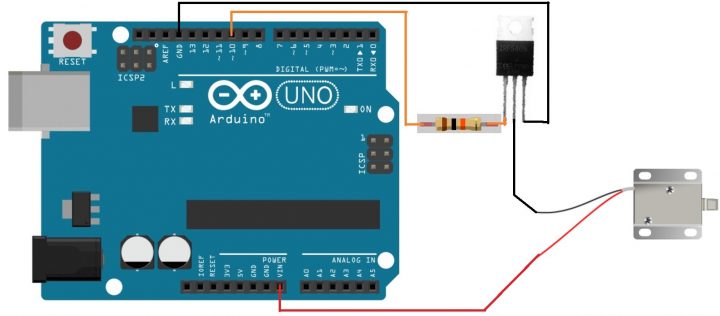 Connection between Arduino, Mosfet and Doorlock