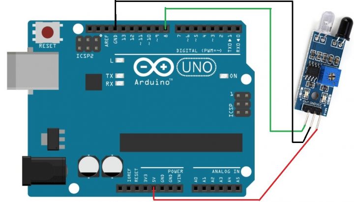 Connection between Arduino and IR Obstacle sensor